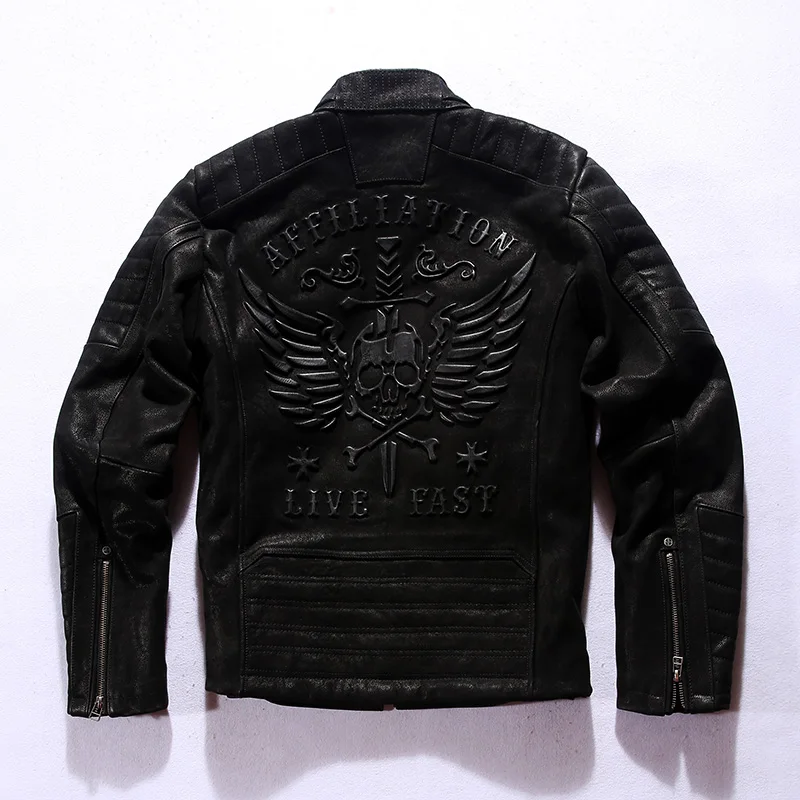 

1725 RockCanRoll Super Quality Coat Genuine Cow Leather Cowhide Cotton Lining Stylish Durable Vintage Jacket