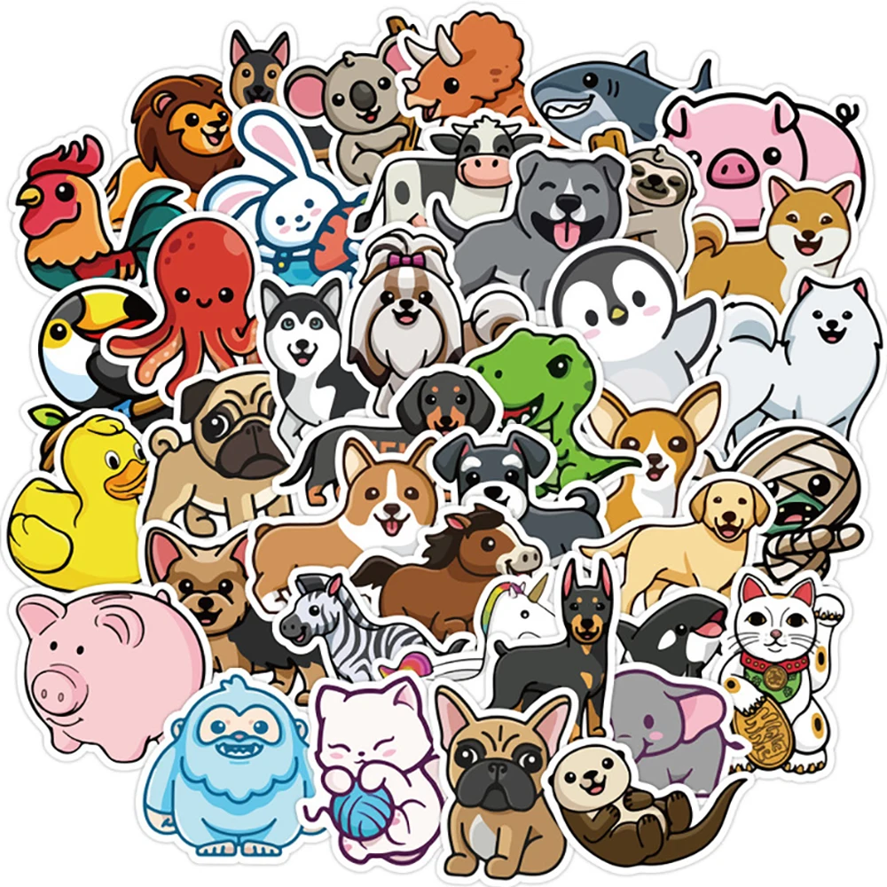 Pegatinas de dibujos animados de animales para ni&ntilde;os, calcoman&iacute;as bonitas de grafiti para port&aacute;til, Snowboard, equipaje, nevera, guitarra, juguete cl&aacute;sico, 10/30/50 Uds.-1