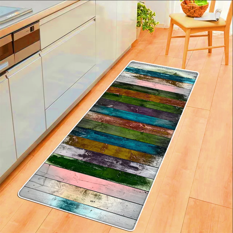 

40X120 Kitchen Mat Bedroom Living Room Carpet Entrance Doormat Home Balcony Floor Mat Wood Grain Pattern Bathroom Long Tapis Rug