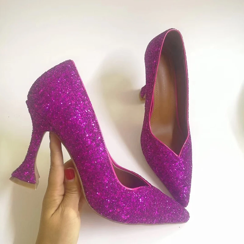 Туфли женские на высоком каблуке серебристые блестящие вечерние туфли-лодочки