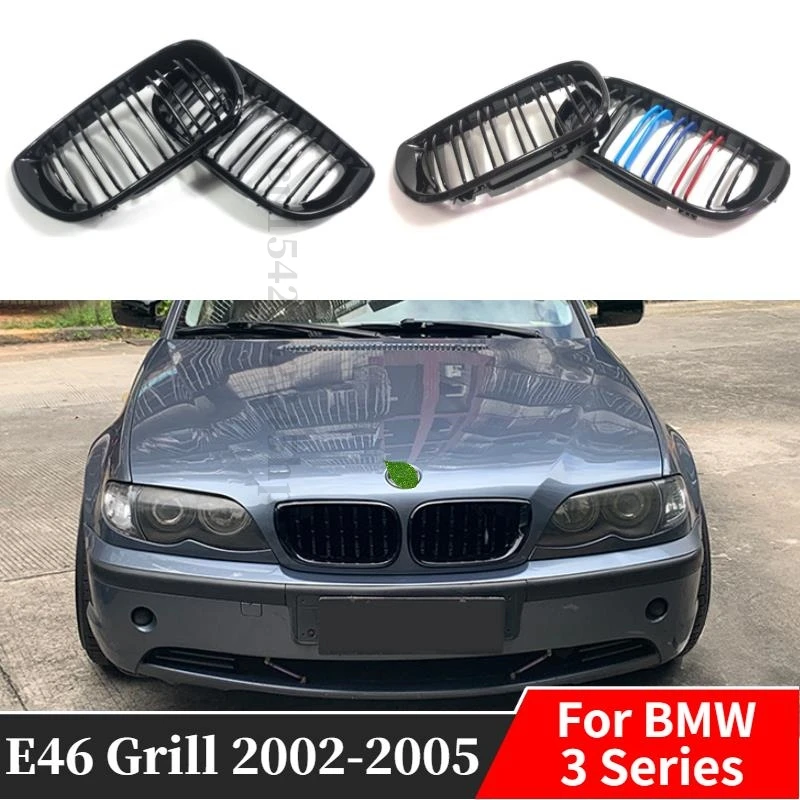 Для BMW E46 4 двери 4D 3 Серии 2002 2003 2004 2005 318i 320i 325i 330i грили глянцевые черные передние