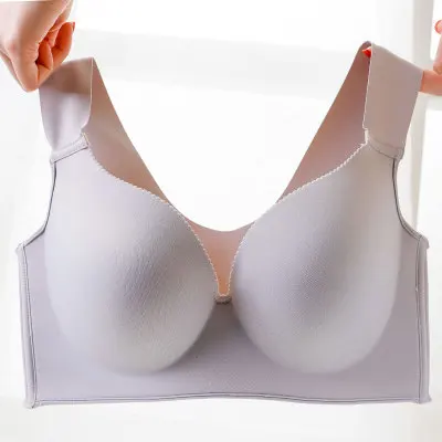 

Plus Size Seamless Push Up Thin Smooth Full Cup Red Grey Black Bras For Women 36 38 40 42 44 46 D E