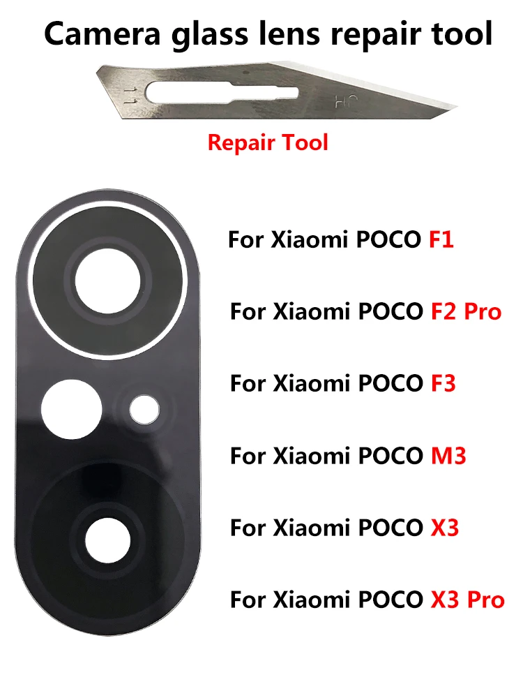 

10Pcs/Lot For Xiaomi PocoPhone F1 F2 F3 M3 Pro Rplacement Back Rear Camera Glass Lens with Glue For Redmi K30 Pro / Poco X2