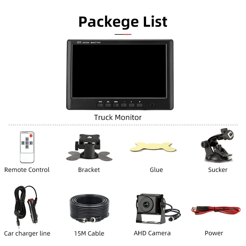 

Develuck 7''Car Monitor Reverse Camera AHD 720P Vehicle Camera Aviation Head Cable 4 pin Backup Camera for Truck RV Pickup