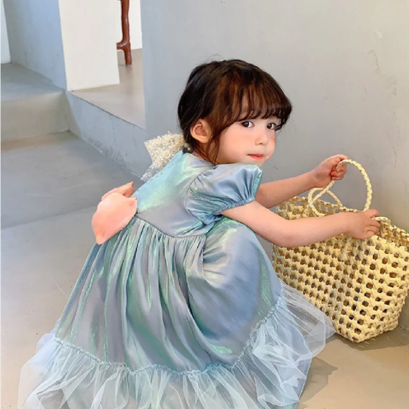 

Летнее прямое платье для девочек, новинка 2021, милое детское простое платье с круглым вырезом, однотонное свободное платье до колена