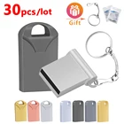 30 шт Металлический USB 2,0 USB флэш-накопитель 4 ГБ 8 ГБ 128 32hn 64 Гб металлический флэш-накопитель USB карта памяти, Флеш накопитель с кольцом для ключей бесплатная логотип