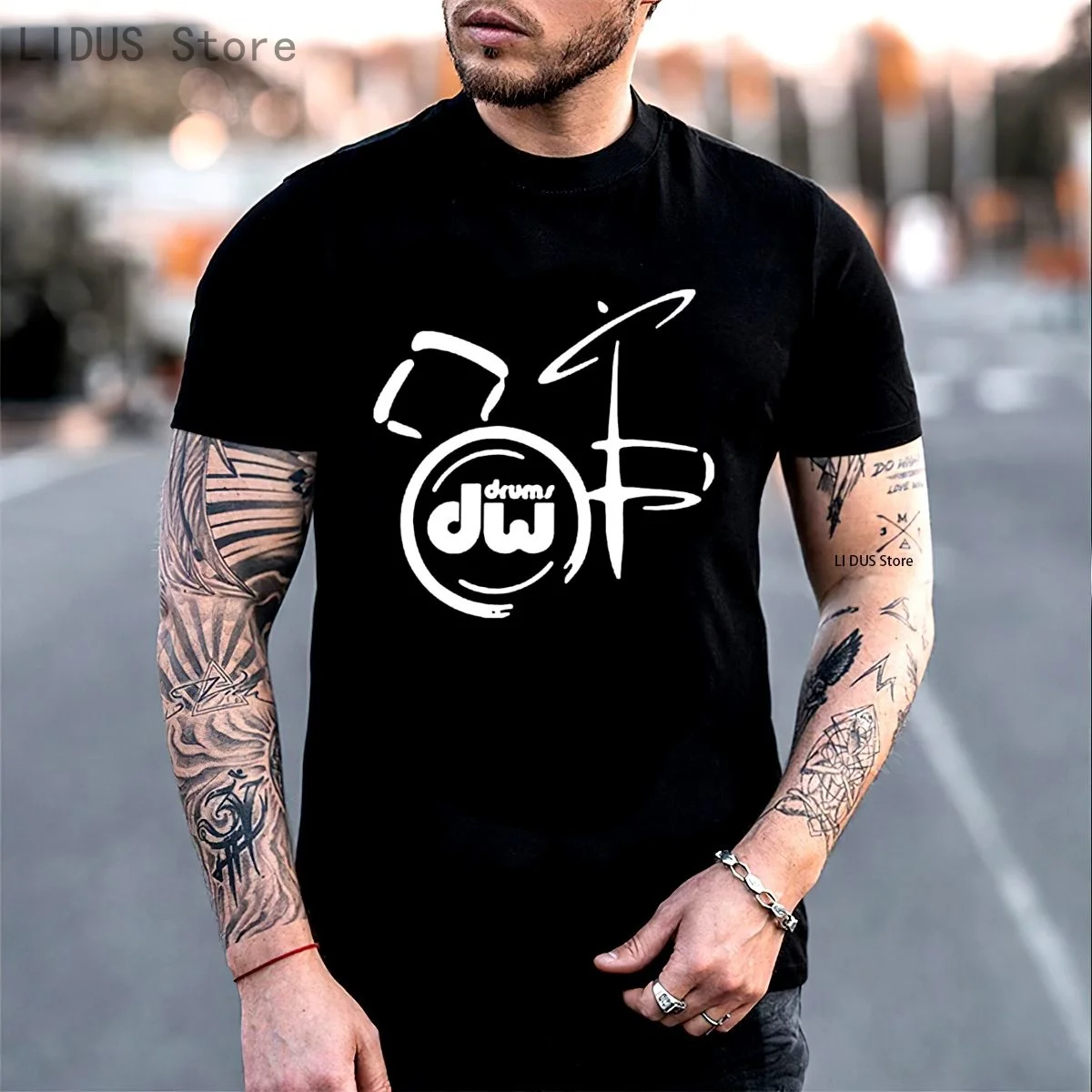 

Dw Drum Music Instrument Logo Men Black Tee T-shirt O-neck Hipster Tshirts