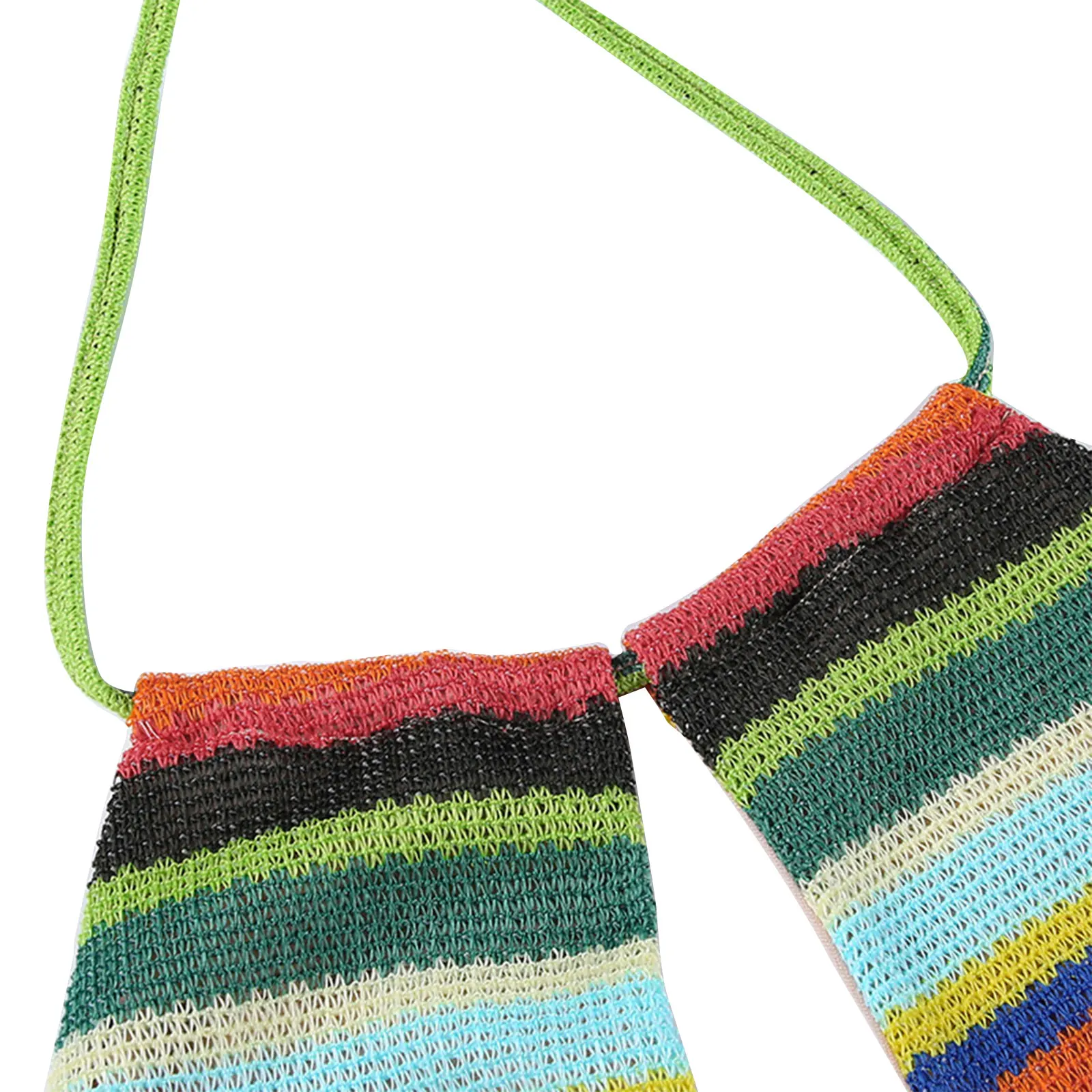 

2021 Women\u2019s Sexy Halter Bandage Vest Fashion Stripe Hollow Exposed Navel Knitted Suspender Tops