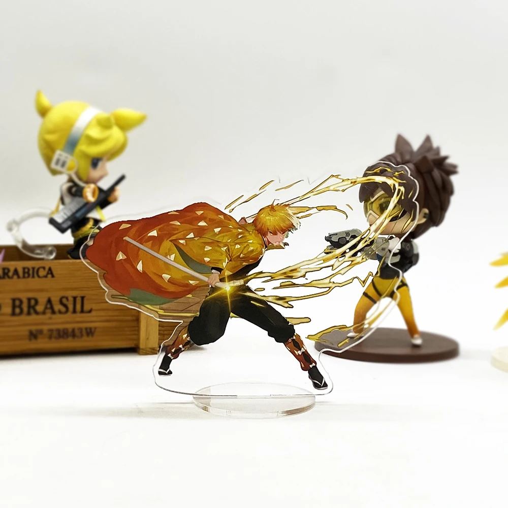 Демон убийца Kimetsu без Yaiba Zenitsu борется с ВЧ фигурка на акриловой подставке модель