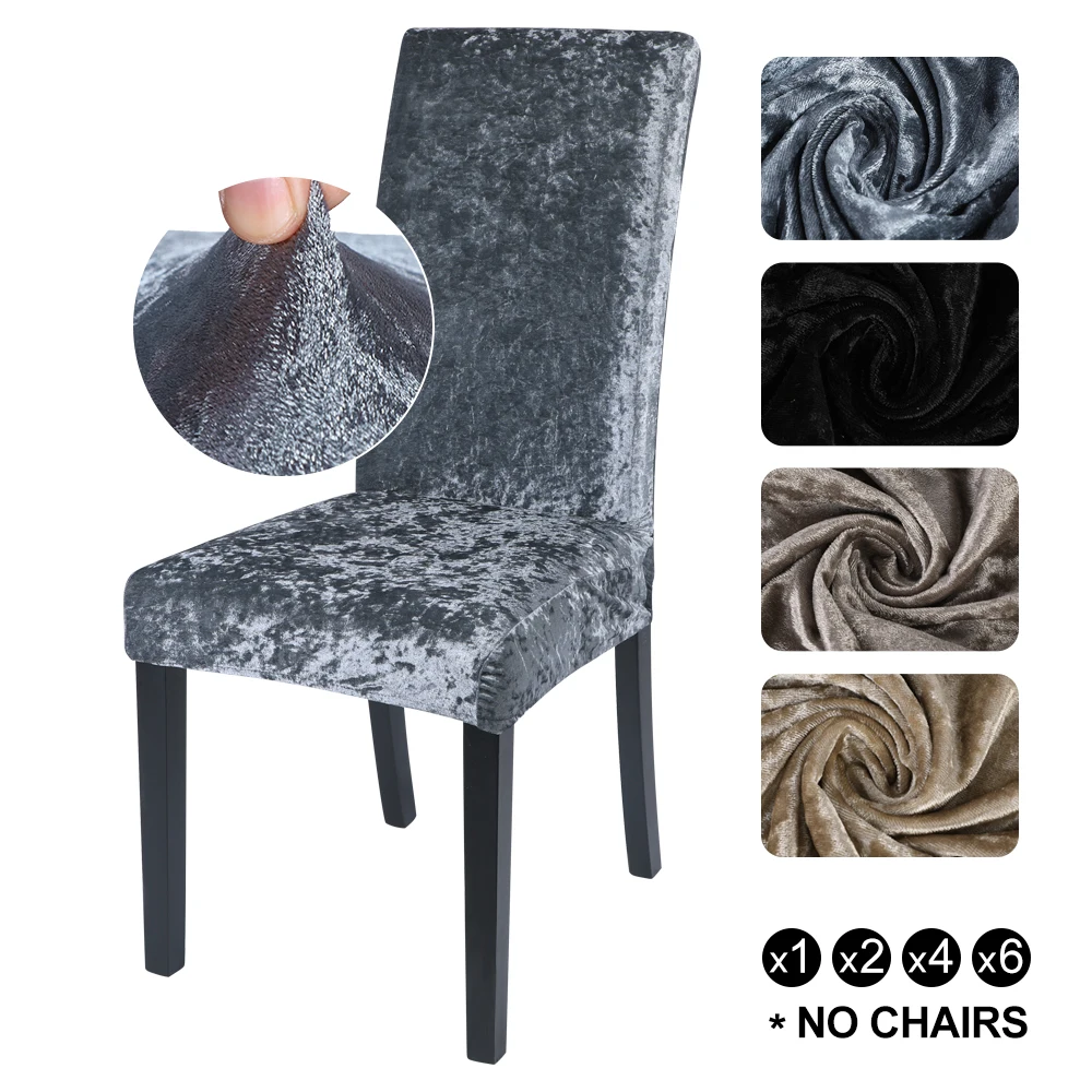 

1/2/4/6 Pcs New Crushed Velvet Dining Chair Cover Spandex Elastic Chair Slipcover Dining Room Chair Case for Kitchen Banquet