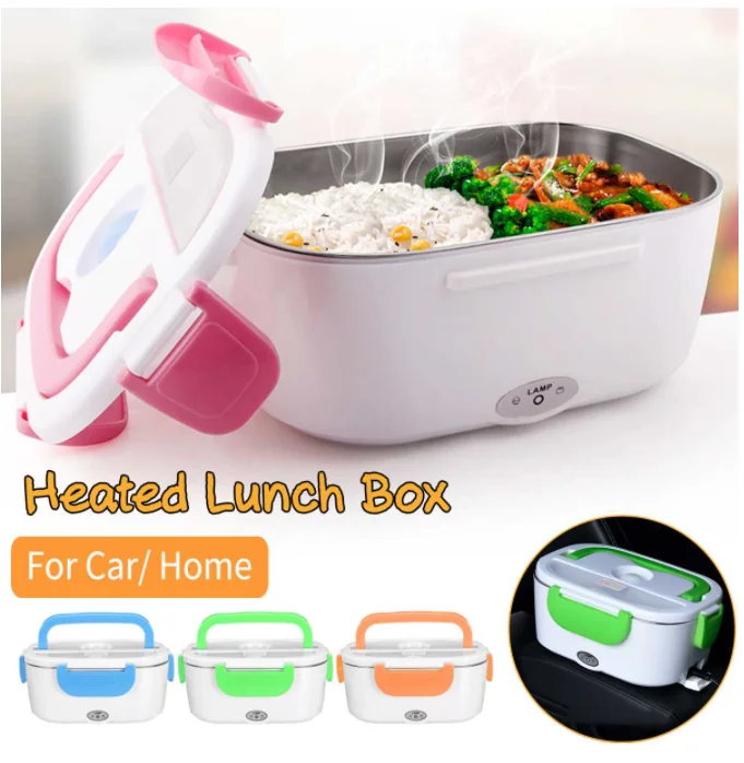 

Electric Heating Lunch Box Car + Home 2 In 1 12V-24V 110V Portable Stainless Steel Liner Bento Lunchbox Food Container Bento Box