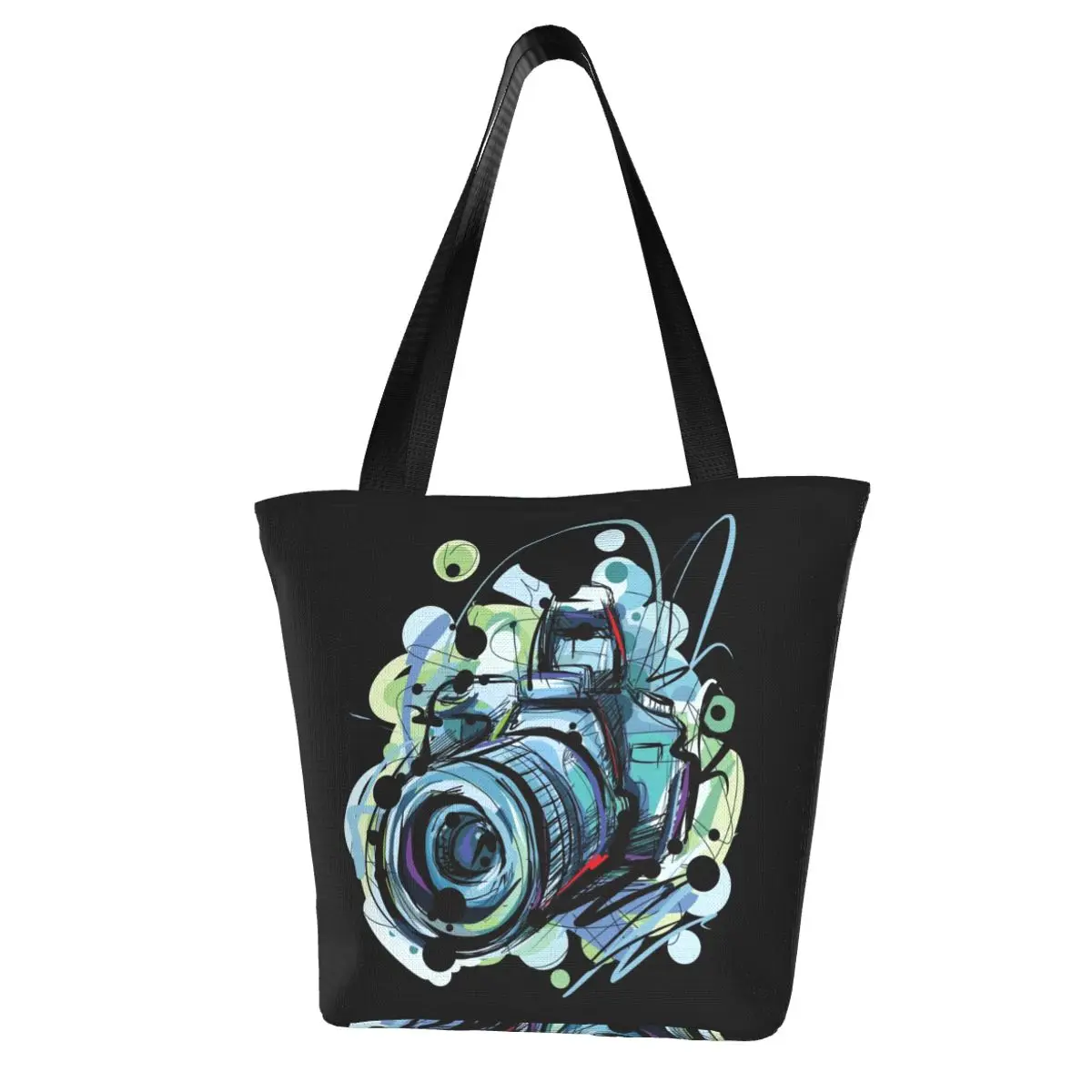 

Сумка для покупок с цифровой камерой, винтажная школьная подарочная сумочка из полиэстера акварельного цвета