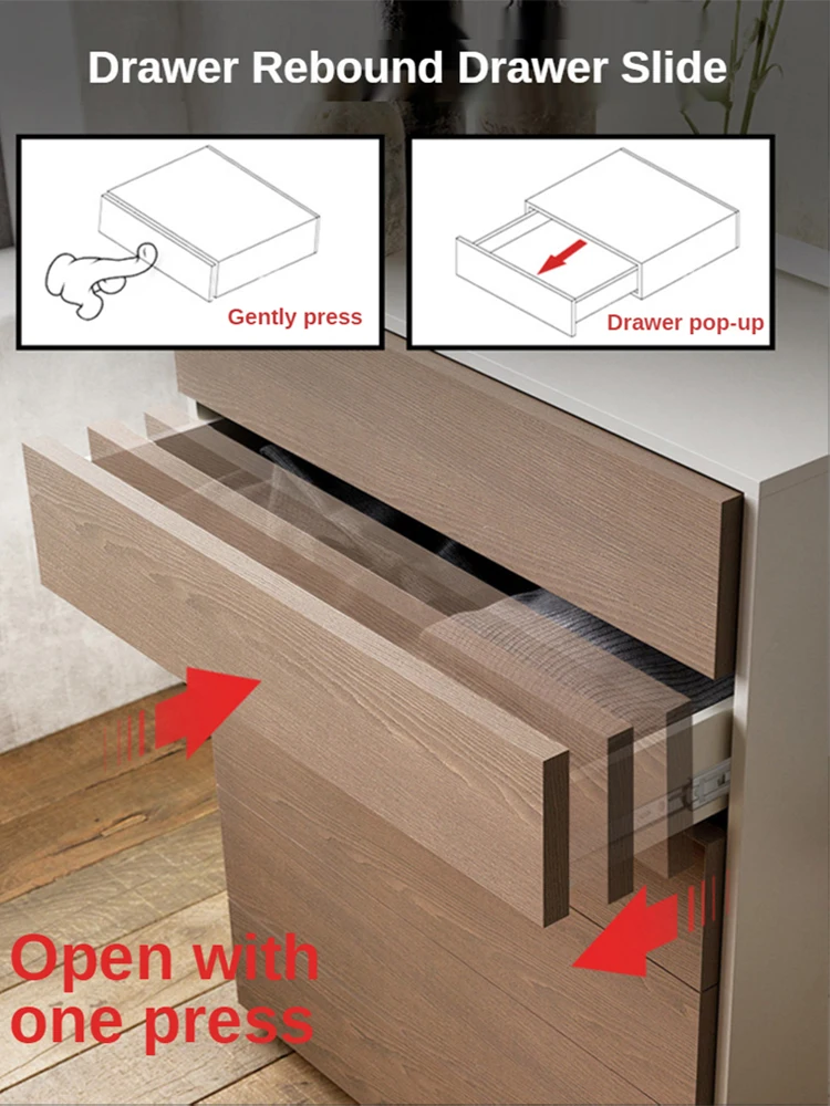 10’‘ 20 stainless steel rebound three section drawer slide kitchen cabinet furniture hardware guides for drawers sliding rails free gl