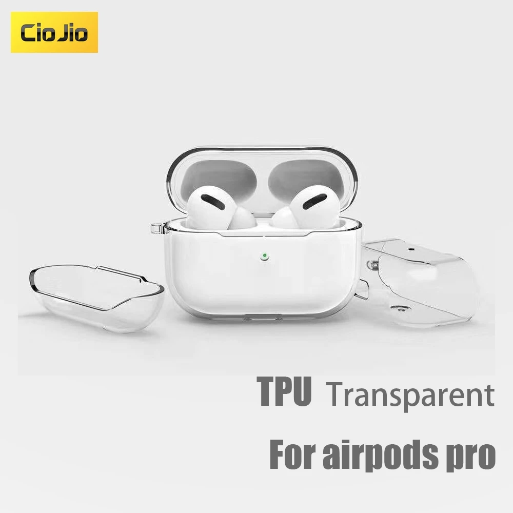 

For AirPods Pro 2019 Transparent Soft TPU Shockproof Case with hook