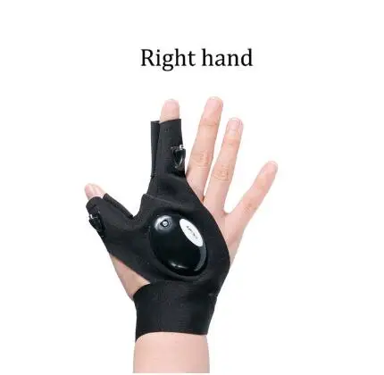 right hand Anpro черный светодиодный фонарик, перчатки для рыбалки, Волшебный фонарь на ремешке, чехол для выживания на открытом воздухе, кемпинга, походов, спасательных инструментов - Испускаемый цвет: right hand