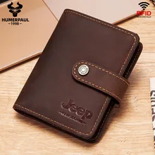 Crazy Horse Leather Card Holder Men Luxury Brand Rfid Slim Mini Wallet Small Money Bag Bussiness Male Multifunction Storage Bag