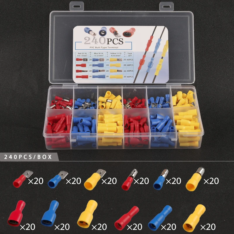 В штучной упаковке 240 шт. Лопата ПУЛЯ ОБЖИМНЫХ разъёмов коннекторов для