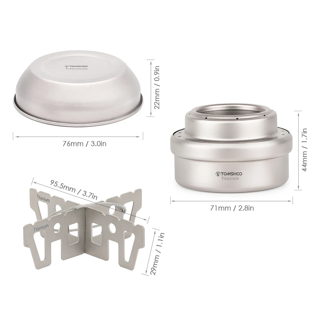 TOMSHOO Mini Camping Stove Titanium Alcohol with Lid Cross Stand Rack Outdoor Equipment Cookware 캠핑용품 | Спорт и развлечения