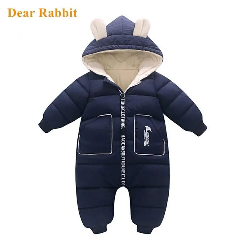 

-30 New born Baby Romper Boy Clothes Winter Plus velvet warm Snowsuit Overall Children Girl Jumpsuit Infant Hooded coat clothing