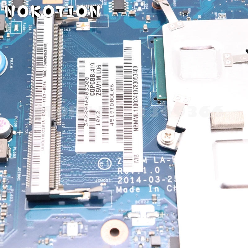 Материнская плата NOKOTION NB.MML11.002 NBMML11002 для ноутбука Acer aspire ES1-511 N2830 CPU DDR3 Z5W1M |