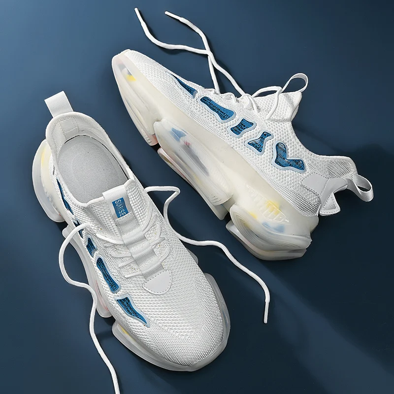 

Fashion Men Sneakers Black 2021 Summer Breathable Trendy Sneakers Men Casual Light Running Big Size Man Tennis Shoes White