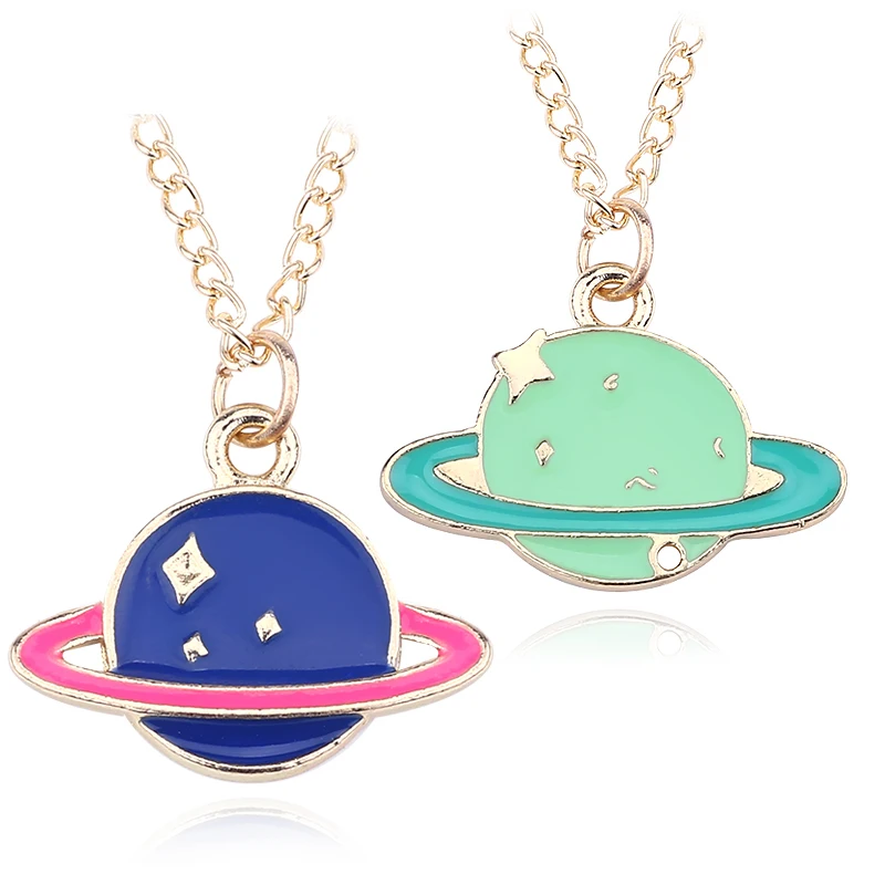Модное простое милое детское ожерелье подвеска в форме зеленой синей планеты из