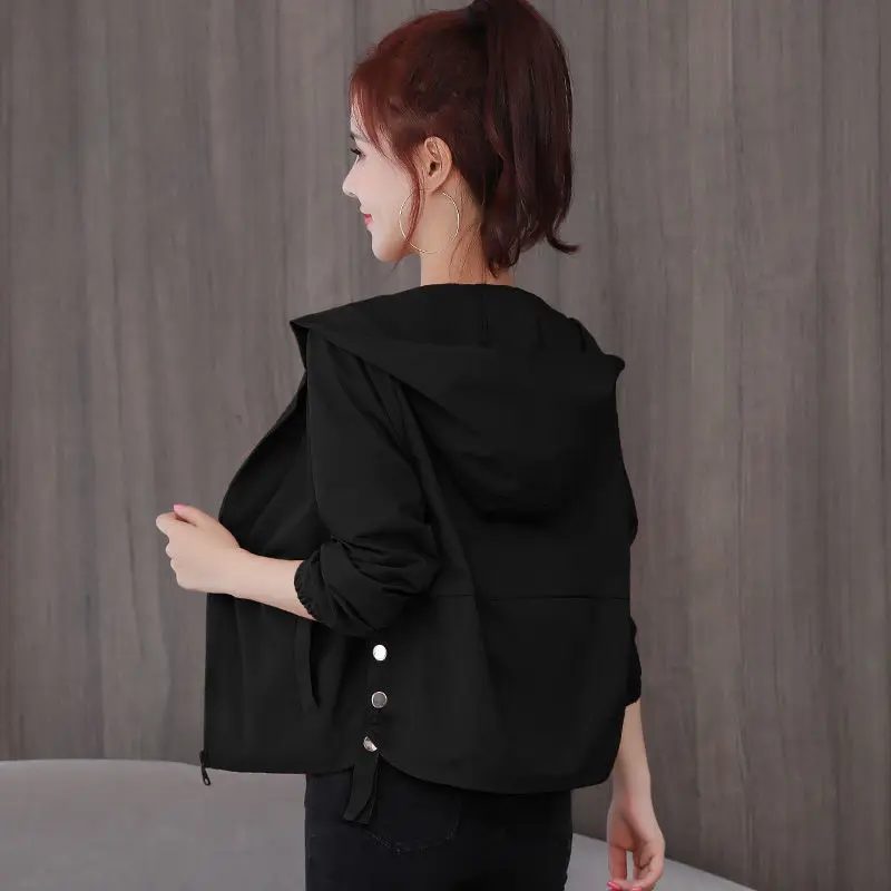 

Женская Осенняя куртка на молнии с капюшоном, Корейская свободная милая куртка с цветными блоками, женская одежда, куртка, пальто 2020