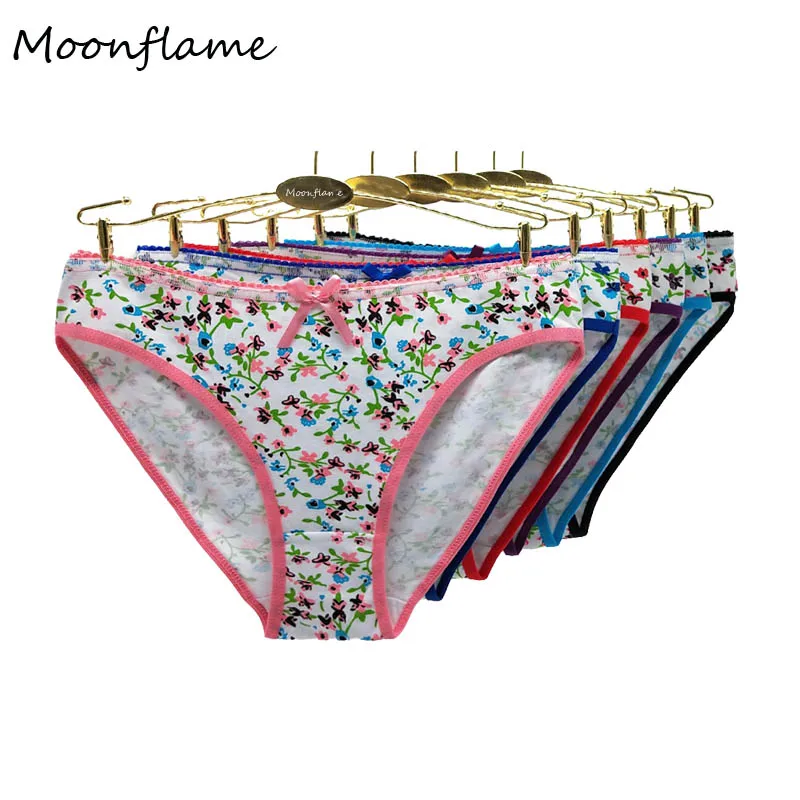 Moonflme 5 шт./лот цветочный принт хлопок женские трусы M L XL 86795 - Цвет: Многоцветный