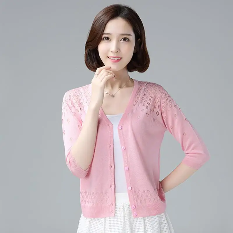 Женский тонкий кардиган с вырезами повседневная свободная накидка из вискозы V