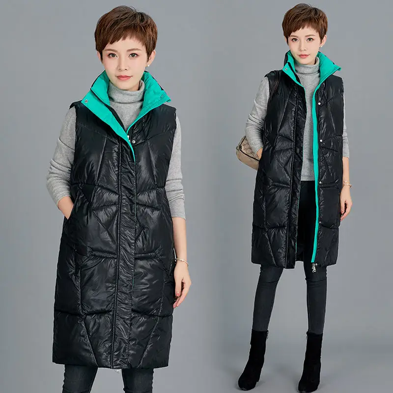 

Жилет женский средней длины, толстый хлопковый Стандартный жилет, осенне-зимняя куртка без рукавов, свободная верхняя одежда