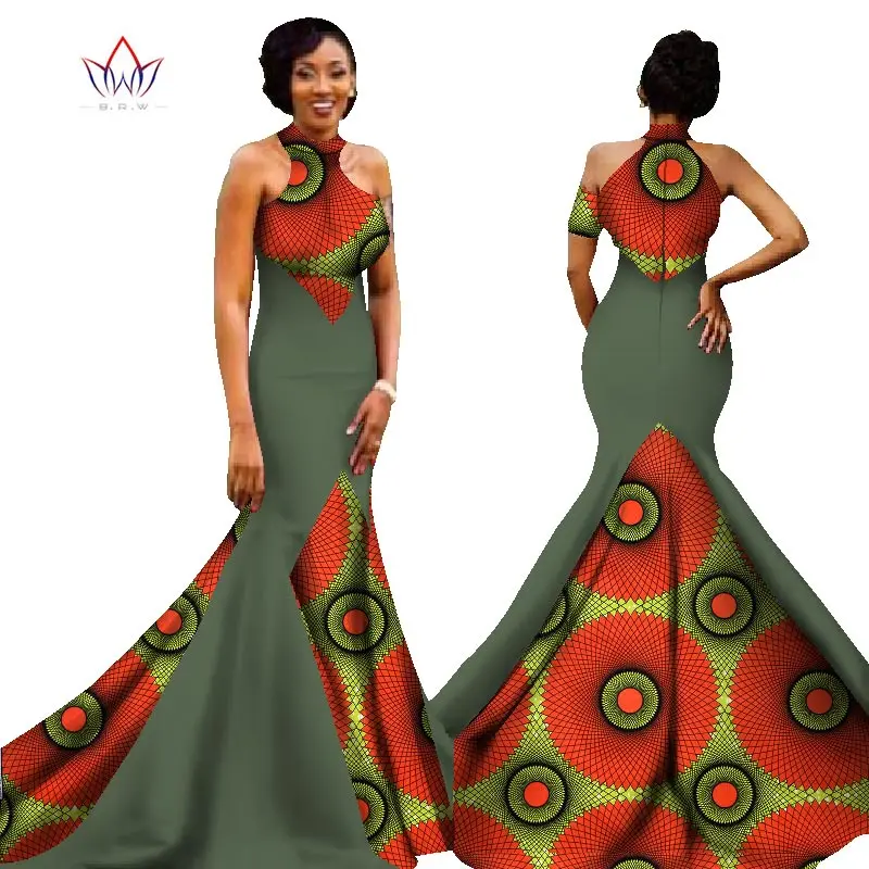 Женское вечернее платье русалка в африканском стиле без рукавов пол WY1314|gown for