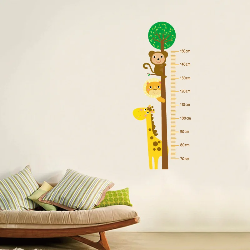 DIY лесные животные деревья высота Настенная Наклейка Декор скандинавский Ins дети