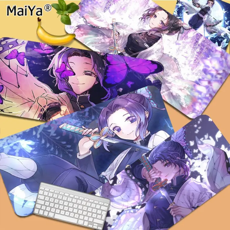 

Силиконовый большой/маленький коврик для мыши с рассекающим демонов Kochou Shinobu, игровой размер для игроков CSGO, настольных ПК, ноутбуков