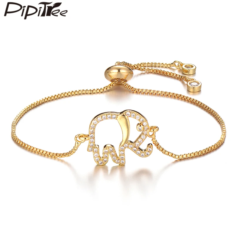 Pipitree милый полый браслет в виде слона Femme прозрачный CZ Циркон браслеты