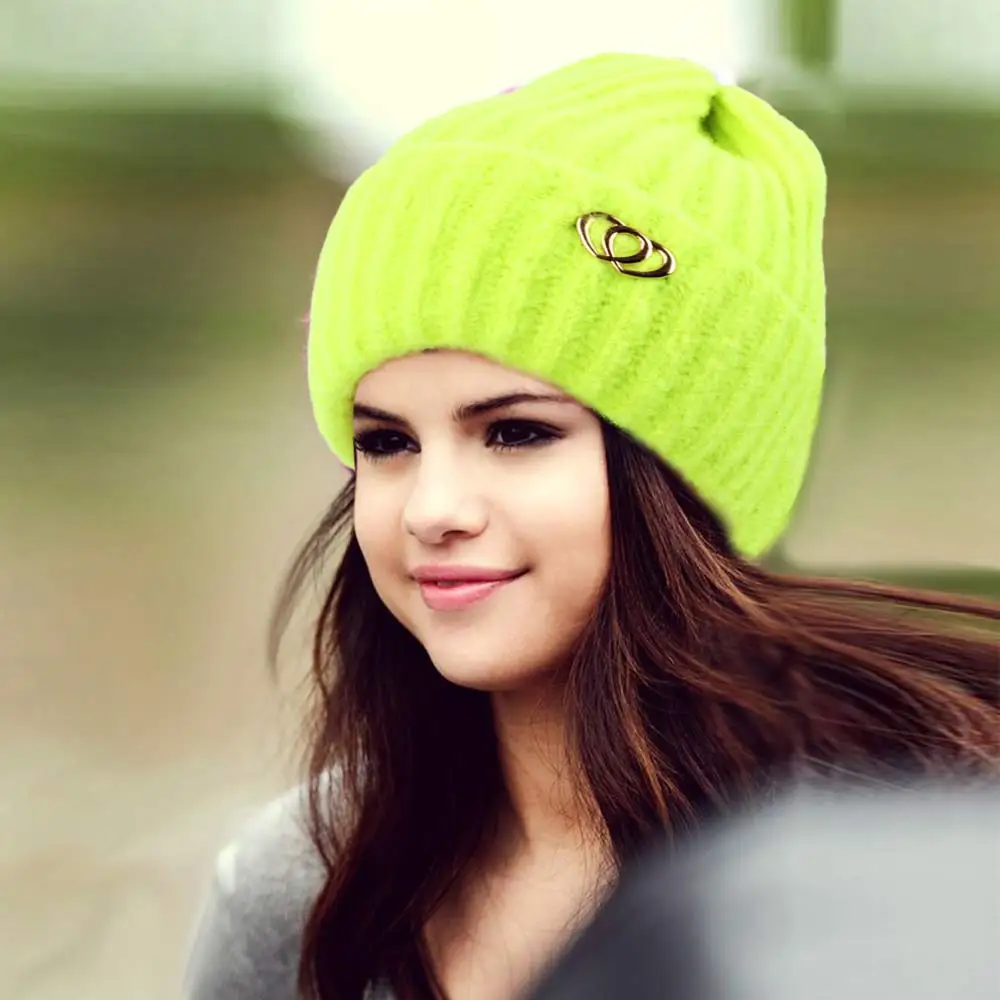 

New Year Winter Hats for Women Knitted Beanie Hat Solid Color Christmas Warm Hat Outdoor Cycling Casual Bonnet Femme Cap 2021