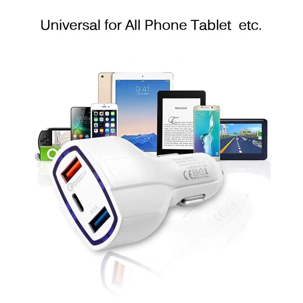 Быстрая зарядка 3 0 с usb type C автомобильное зарядное устройство Встроенная