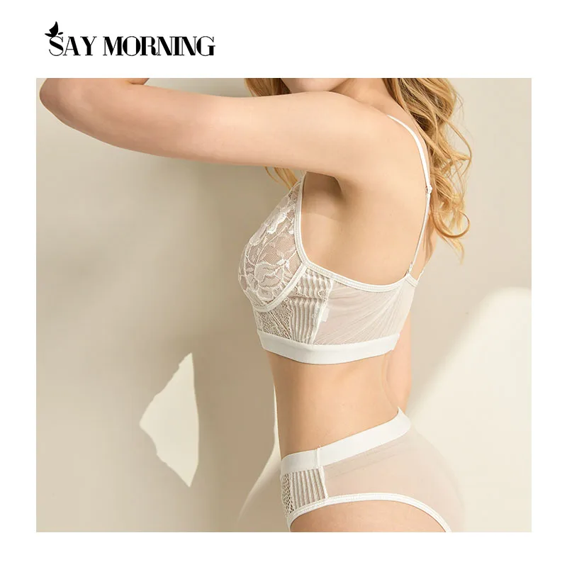 Комплект женского кружевного нижнего белья SAY MORNING ультратонкий с вырезами