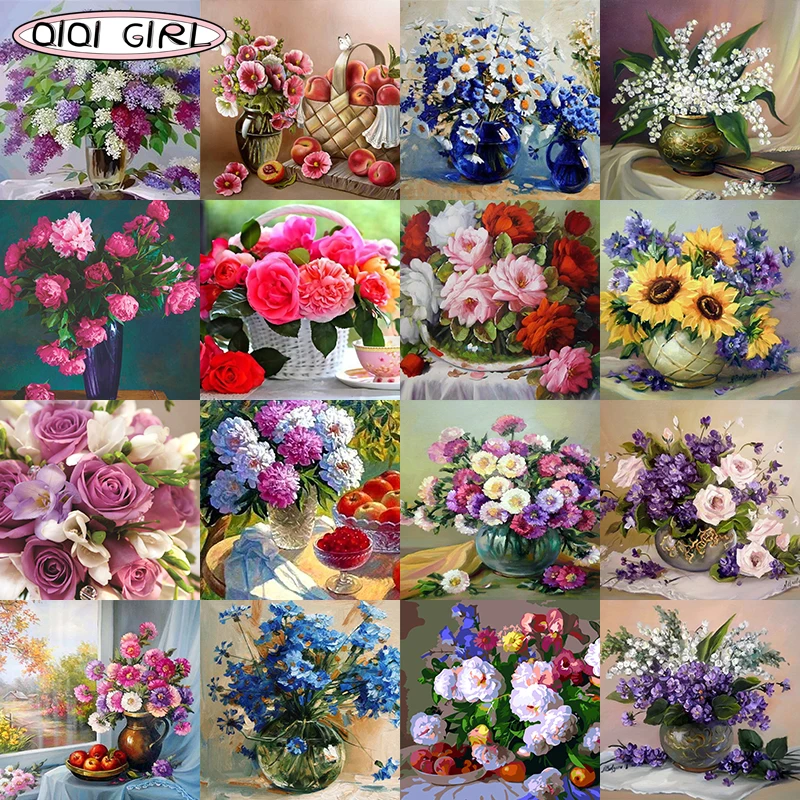 QIQI 5D алмазная вышивка полная дрель круглый цветок крестом Набор Мозаика Алмазная
