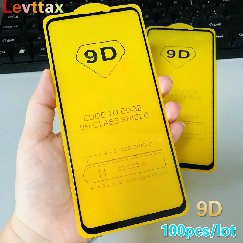 

100Pcs/lot Whoelsale 9D Screen Protector For Xiaomi Mi 10Lite 9 9SE 9T 9X Mi CC9 CC9E PocoPhone F1 8 8SE 8Lite 5X 6X Glass Film