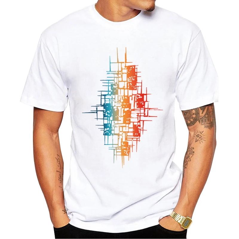 TEEHUB Новая мода Абстракция Мужская футболка цветные линии с принтом в стиле