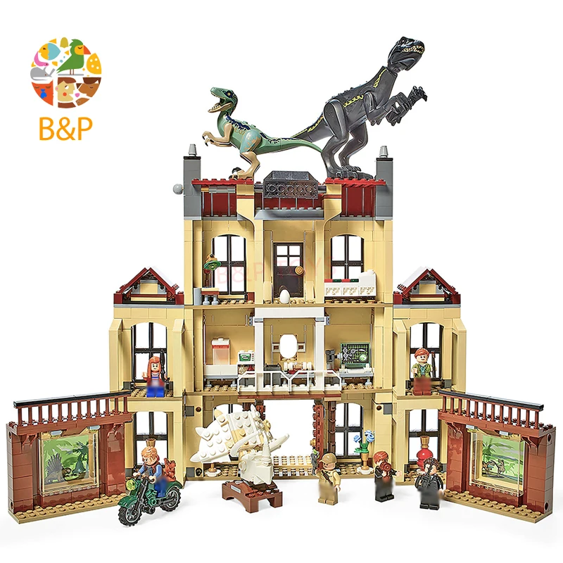75930 1046 шт. Динозавр из Юрского периода индораптор Rampage в Lockwood Estate игрушки для детей
