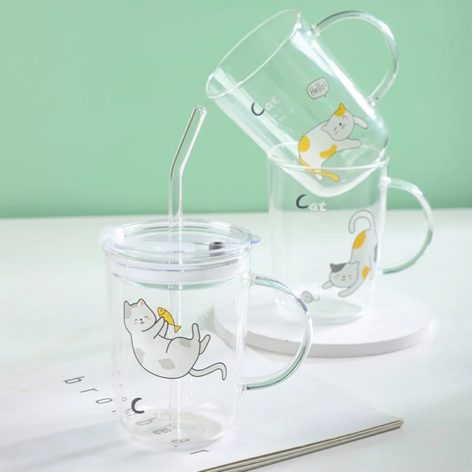 500 мл кавайная мультяшная прозрачная молочная чашка стеклянная детская бутылка