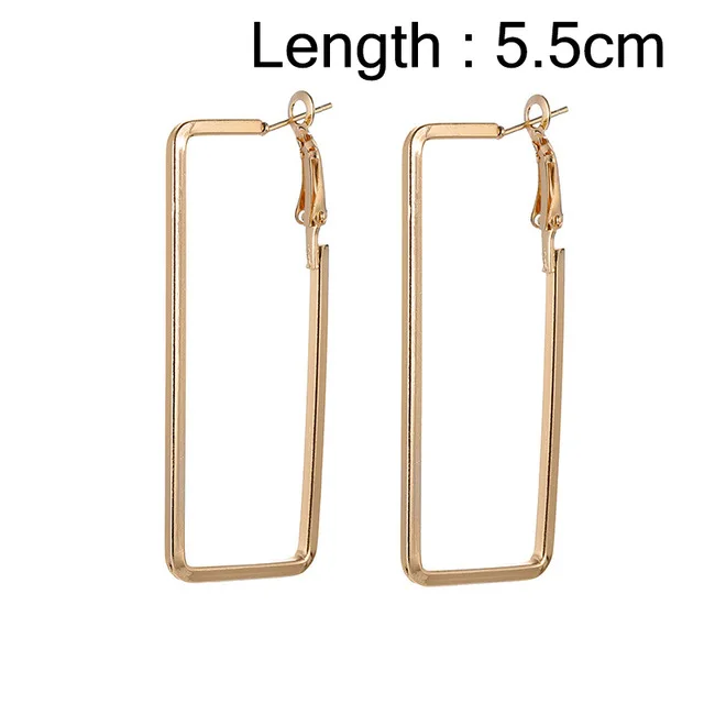 Gold 5.5cm Индивидуальные простые металлические треугольные геометрические серьги, винтажные серьги-кольца для женщин, модные ювелирные аксессуары, подарок - Окраска металла: Gold 5.5cm