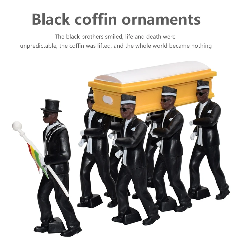 

2020 Cosplay Ghana Dancing Pallbearers Coffin Dance Figure Action Funeral Dancing Team Display Funny Accessories for Kids Gift