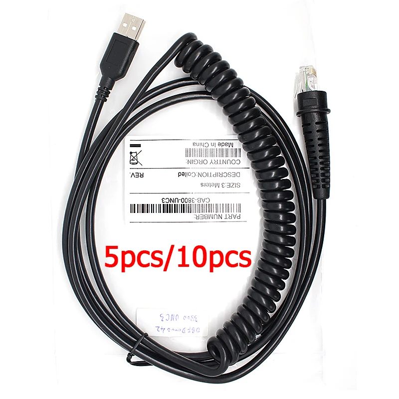 5 шт./10 шт. 3 м сканер Coile USB-кабель для сканера штрих-кода Honeywell 3800G 4600G 4820G