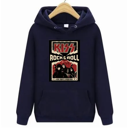 

Новинка 2021, мужские худи с принтом KISS Rock & Roll All Nite, повседневные худи для вечерние, новое официальное поступление, высокое качество