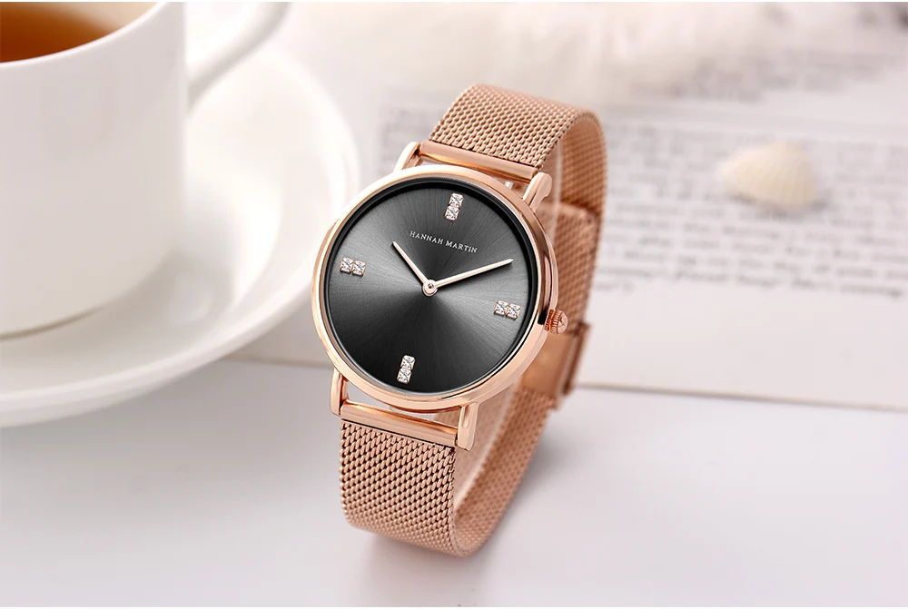 Часы женские Кварцевые водонепроницаемые со стразами и сетчатым браслетом из