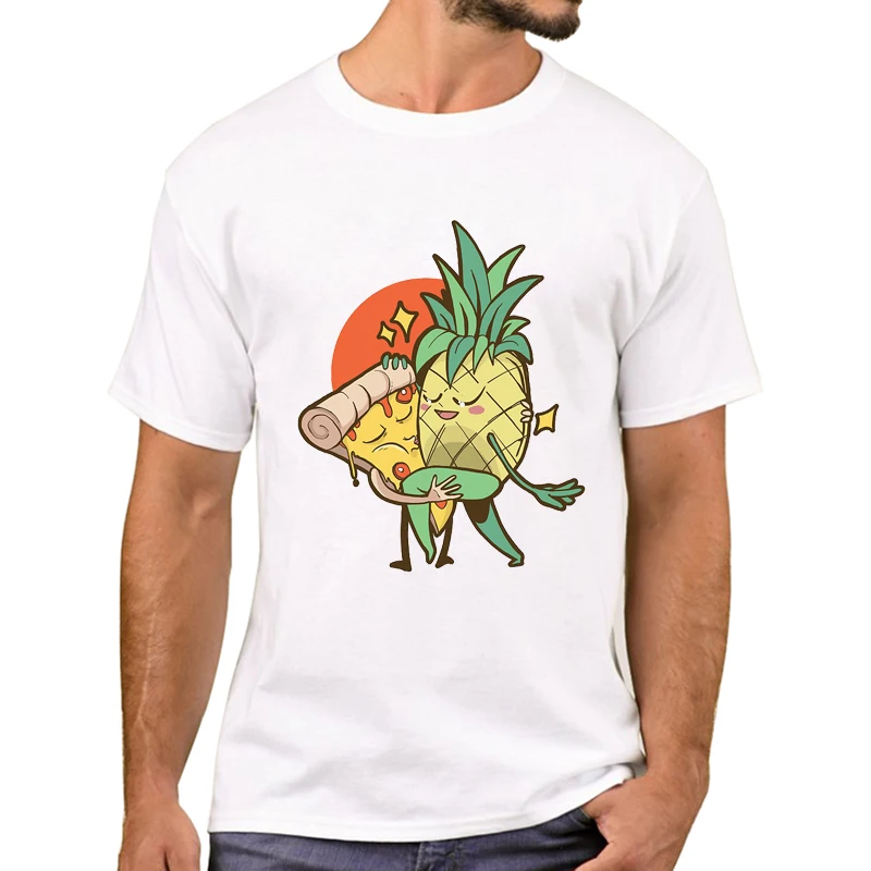 TEEHUB Pizza Und Ananas Niemand Wissen Muss Gedruckt Männer T-Shirt Verboten Liebe T Shirts Kurzarm T-shirts Kühlen t – Detail 8