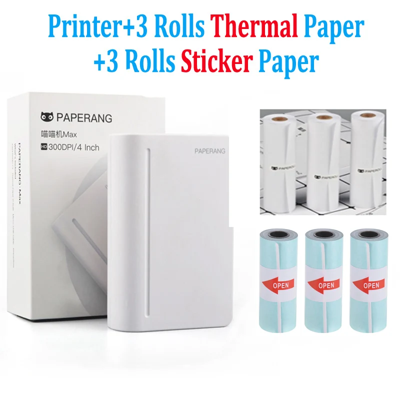 Printer 6 Rs Paper Paperang 112 мм Мини Карманный фотопринтер портативный термальный Bluetooth принтер для мобильного телефона Android iOS - Цвет: Printer 6 Rs Paper