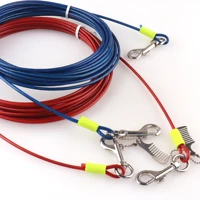 steel wire pet leashes for dogs 2 colors bluered anti bite tie out cable outdoor lead belt dog doubleleash 25ft reflective tape
